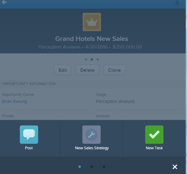 Sales Strategy Chatter Action available in Salesforce1